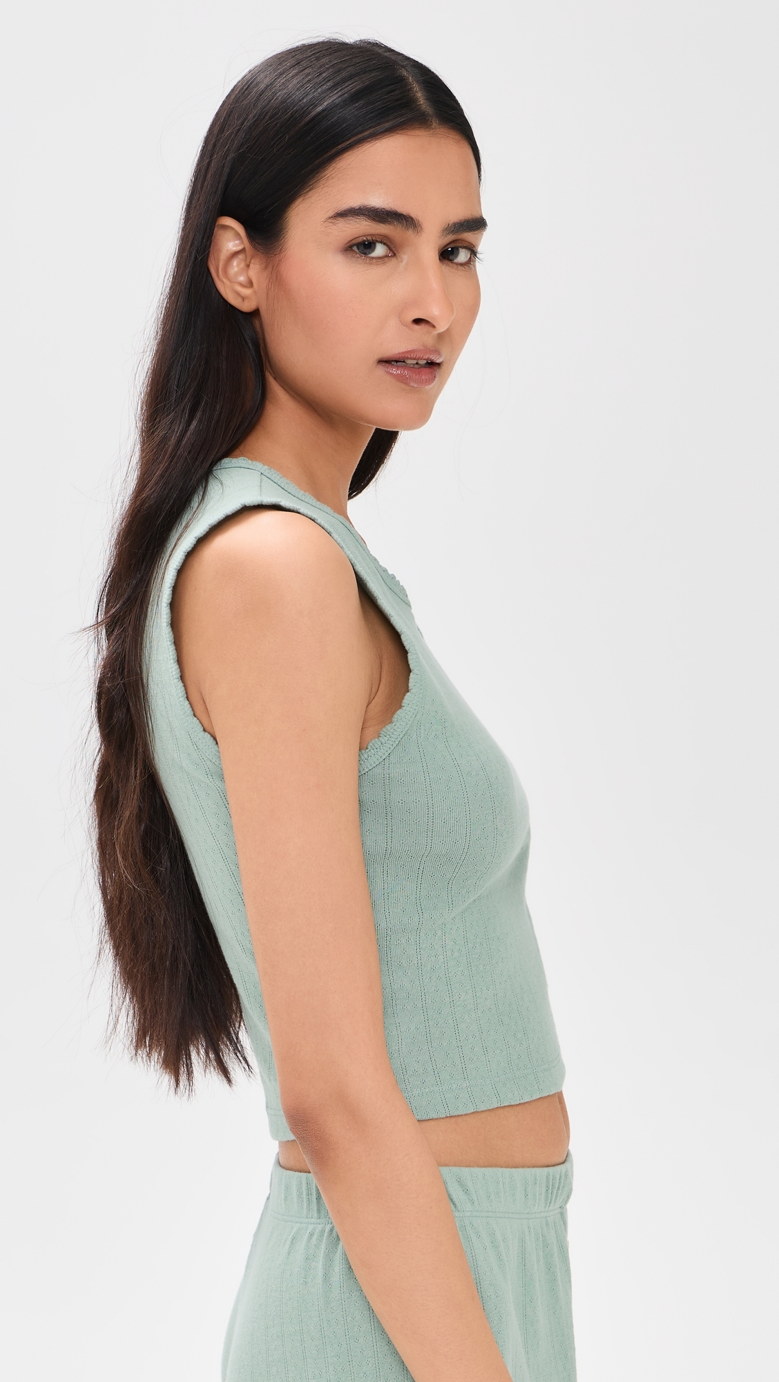 Pointelle Crew Tank Eucalyptus