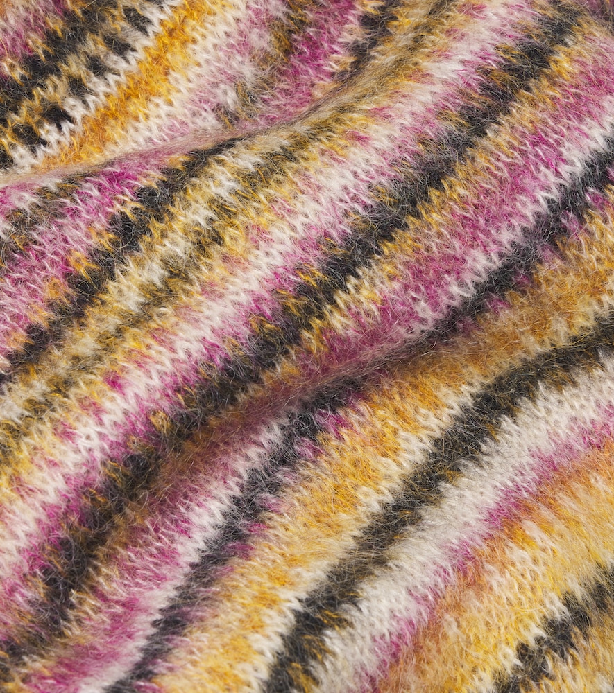 Mouna striped mohair and wool-blend scarf