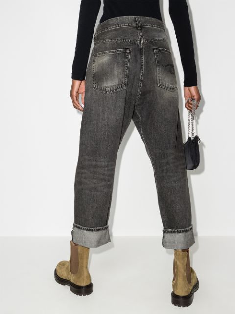 Stonewashed straight-leg jeans