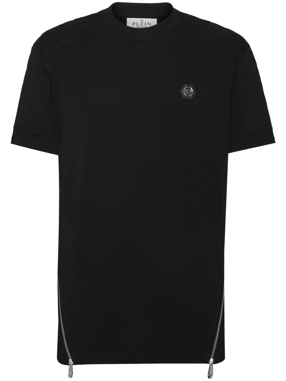Zip-detail crew-neck T-shirt - Black