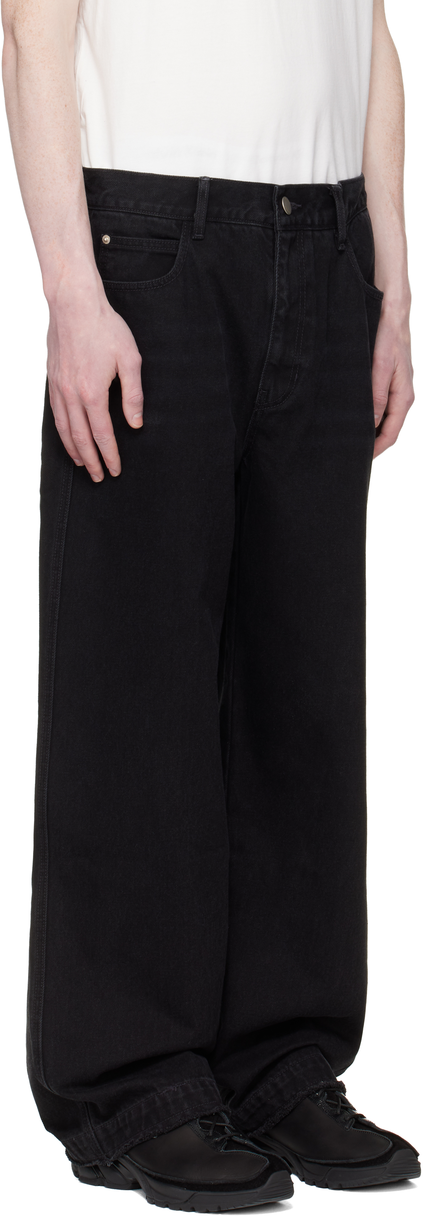 Black Raw-Edged Denim Jeans