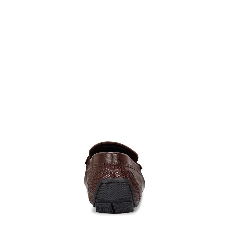 Men's Tayo Flat Loafer Slip On Shoes (Dark Brown Embossed Leather)