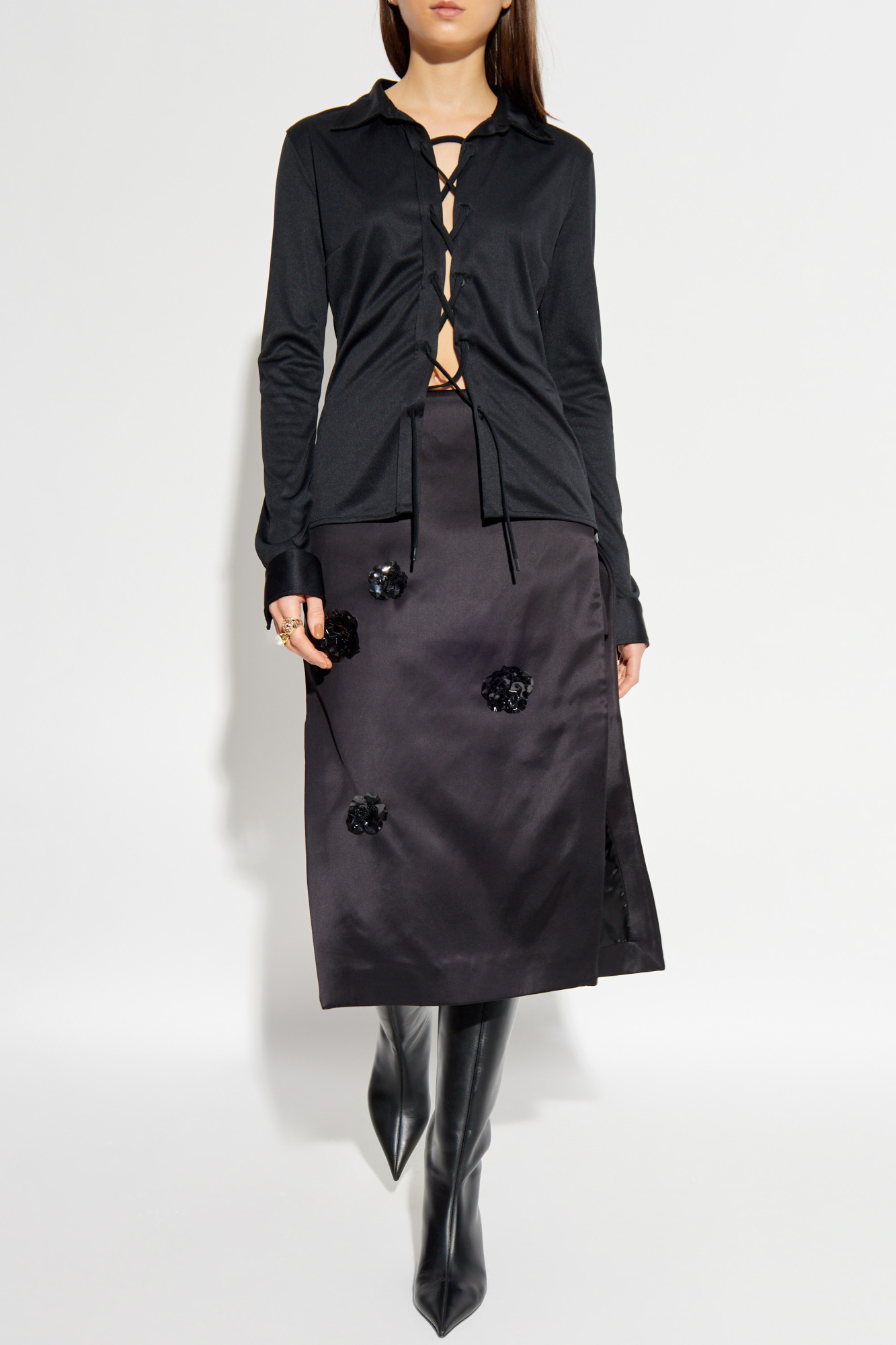 Skirt With Appliqués, Women's, Black