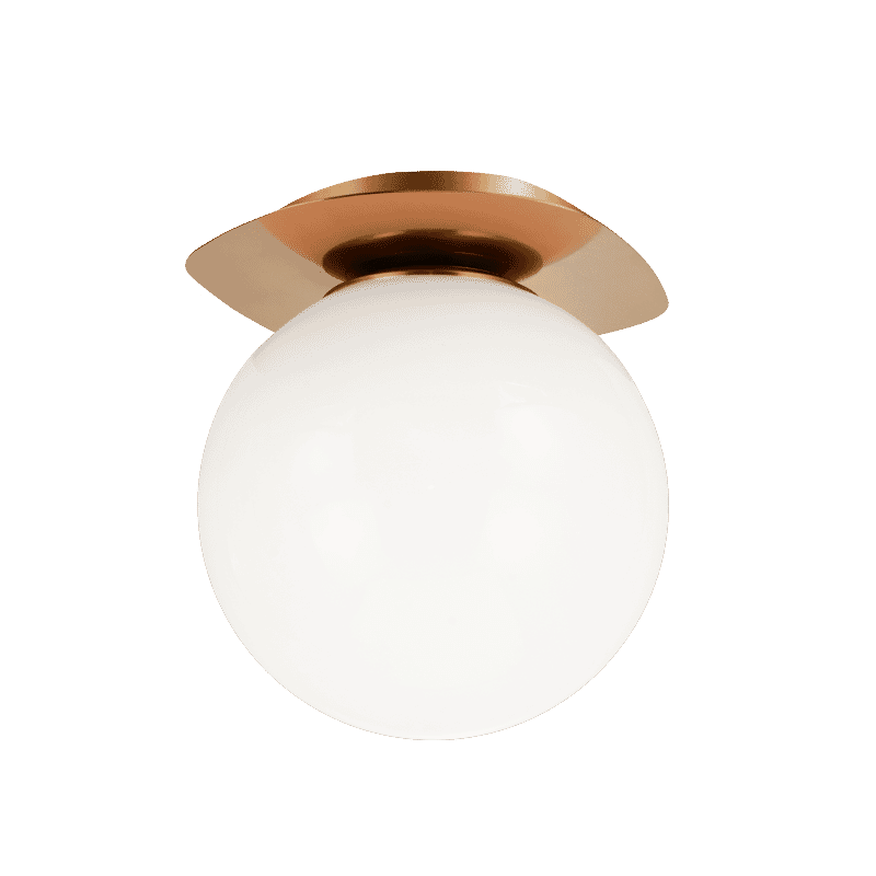 Aged Gold Brass One Light Flush Mount from the Razz Collection