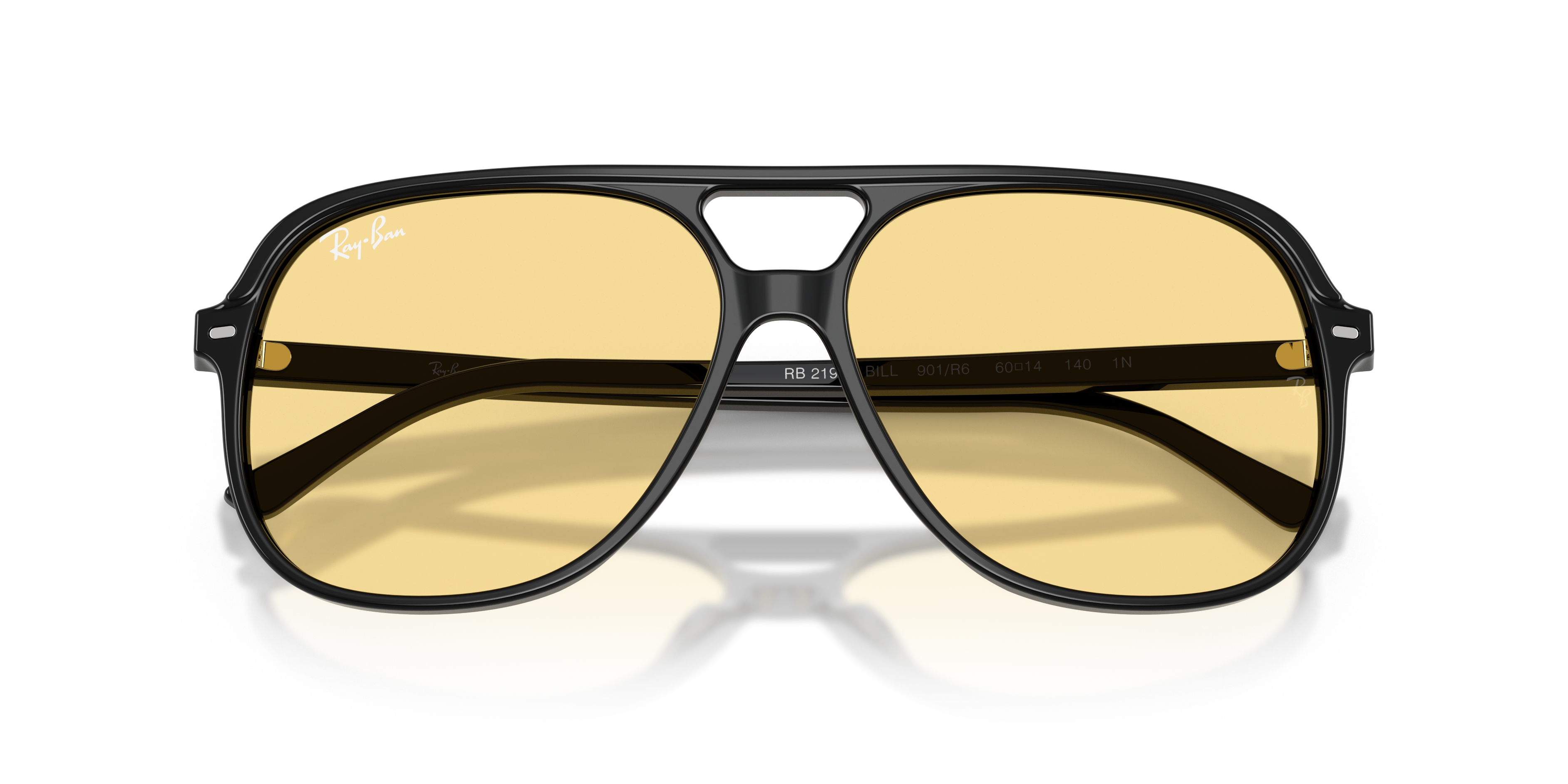Ray - Ban Unisex Ray - Ban RB2198 BILL 901/R6 Sonnenbrillen Acetat Schwarz Gelb Quadratisch Norma