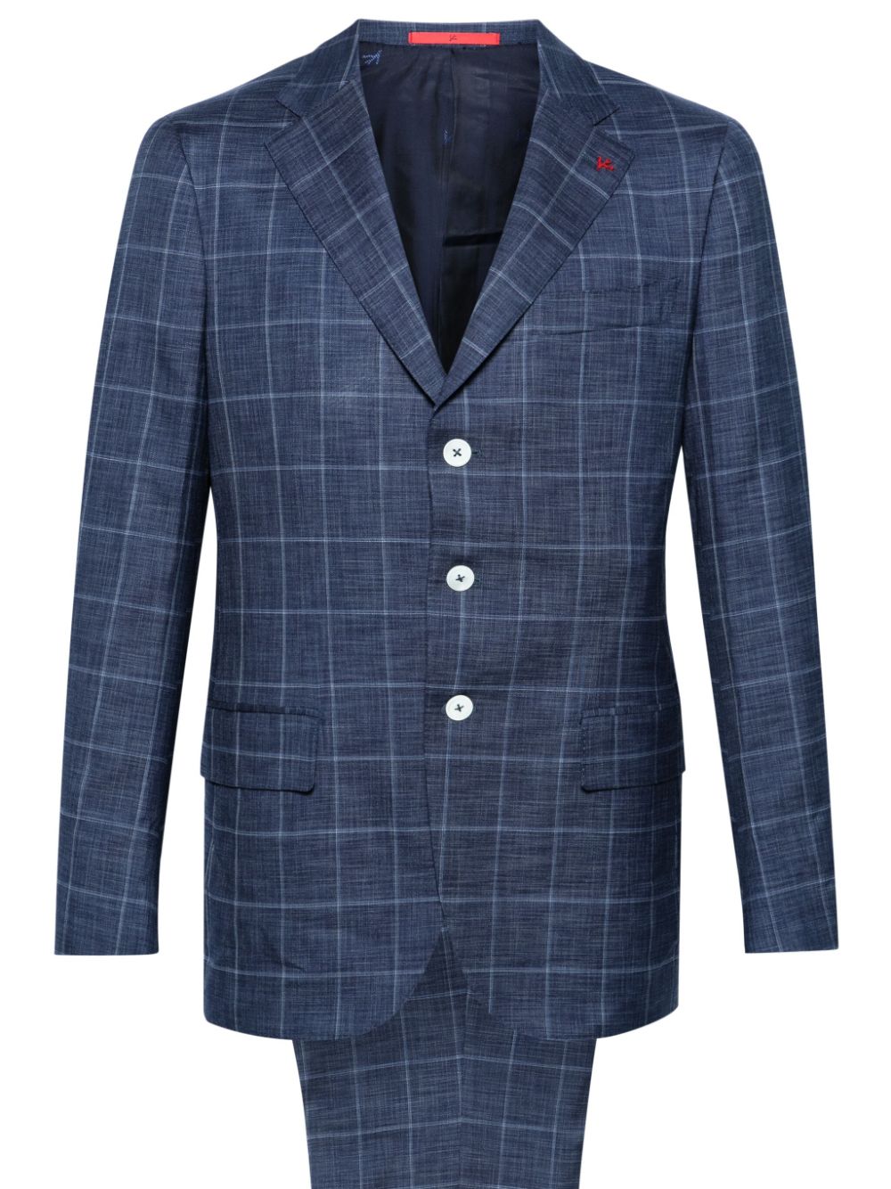 Checked single-breasted suit - Blue
