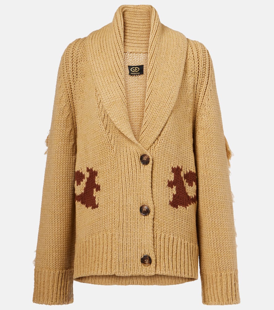 Nora intarsia wool-blend cardigan