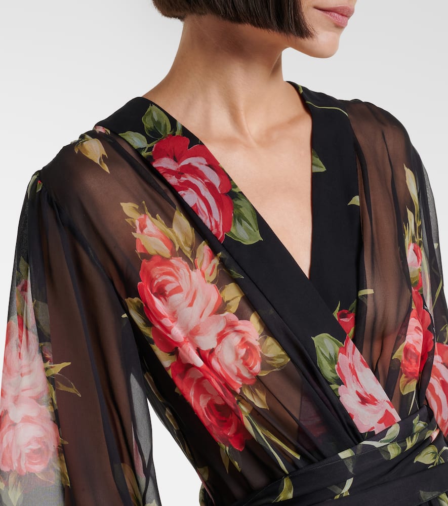 Floral silk midi dress