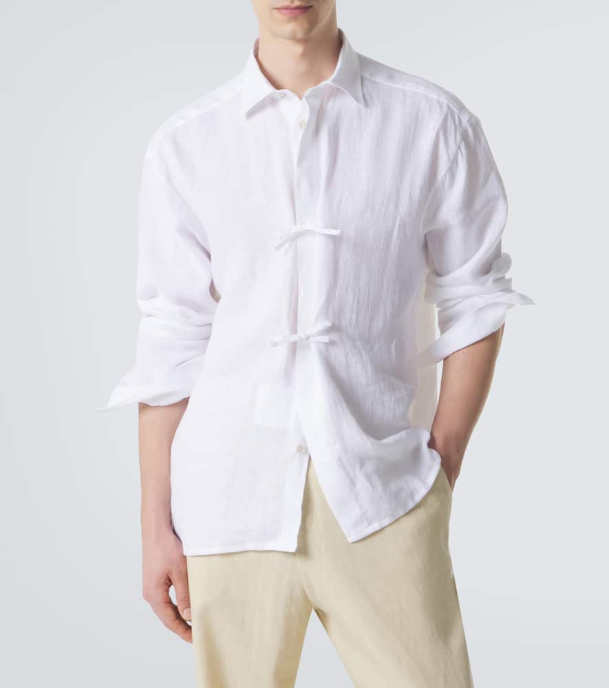 Dorian bow-detail linen shirt