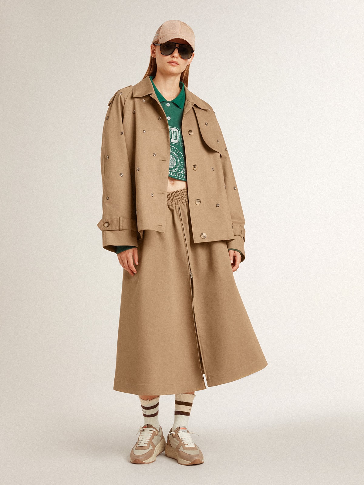 Golden Goose - Women's Oversized Trench Coat With Crystals, Woman