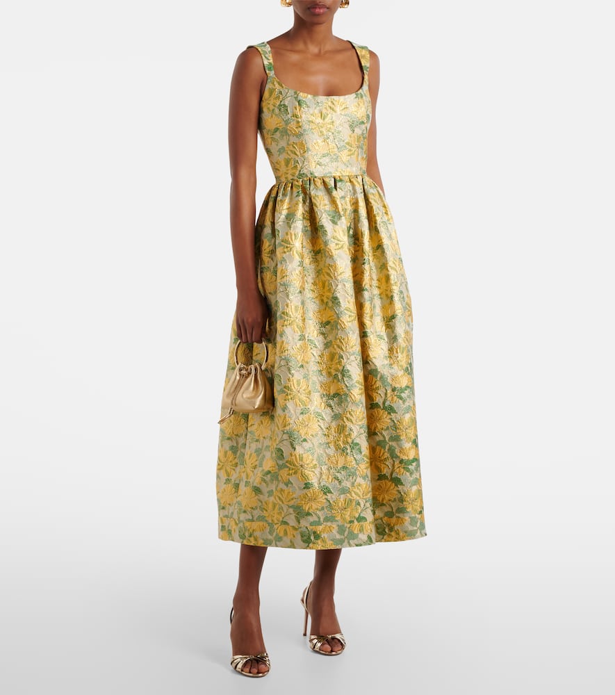 Floral lamé jacquard gown