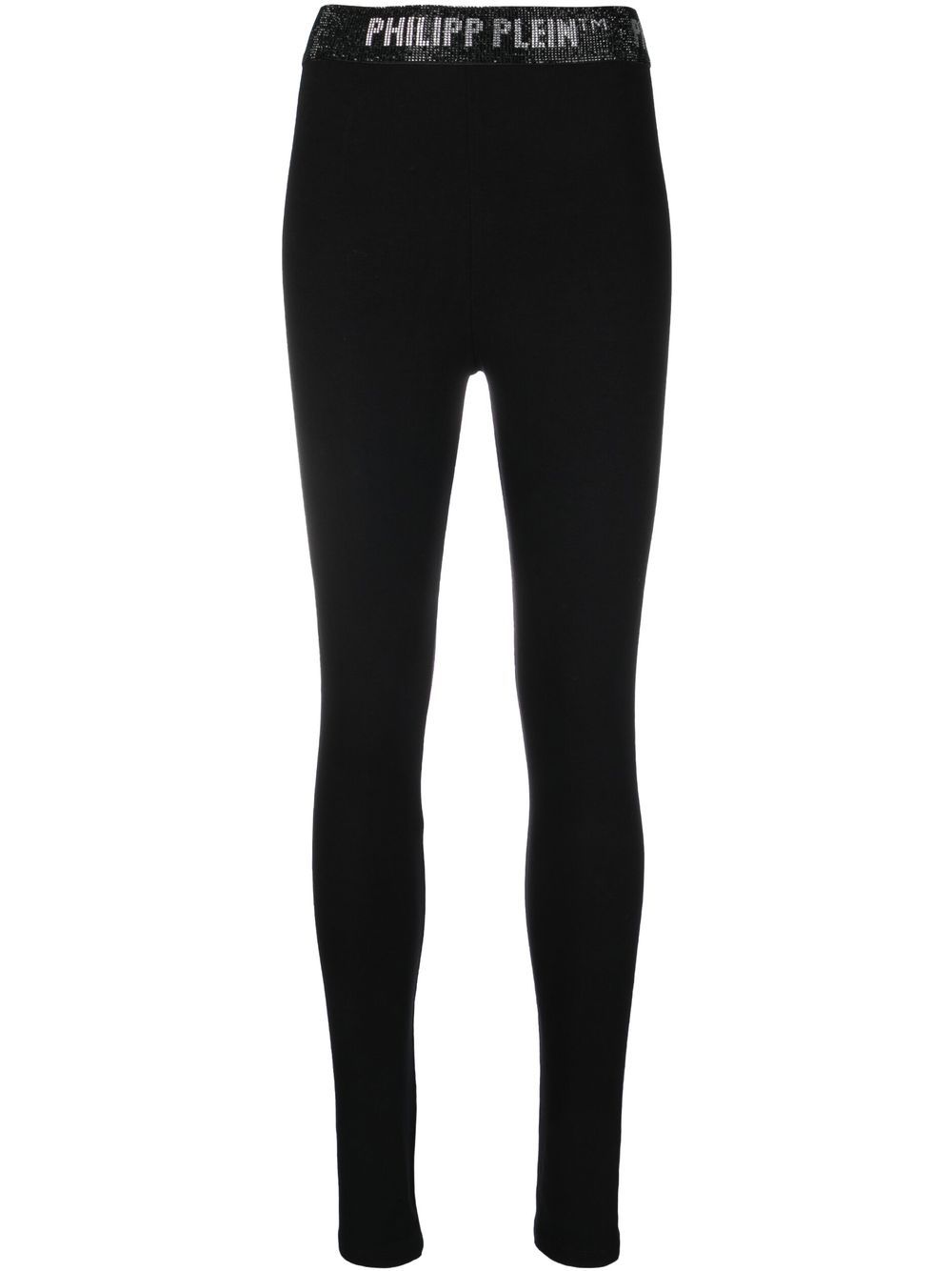 Gem logo-waistband leggings - Black