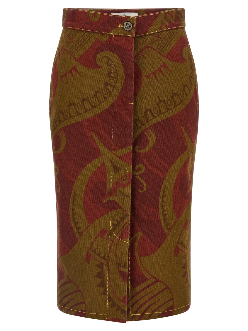 Midi Skirt In Printed Cotton