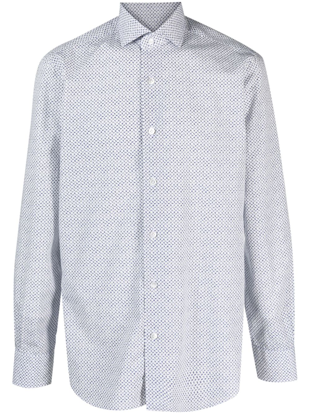 Micro-pattern cotton shirt - White