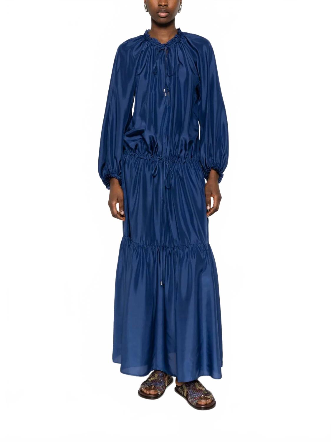 Viento Ruffled Maxi Dress In Ultramarine Blue