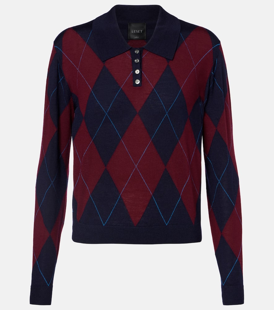 James argyle wool polo sweater