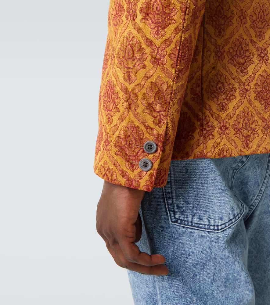 Floral single-breasted jacquard blazer