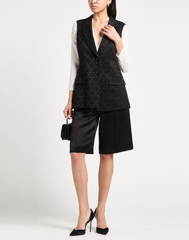 Woman Tailored Vest Black Size 6 Viscose, Cotton, Elastane
