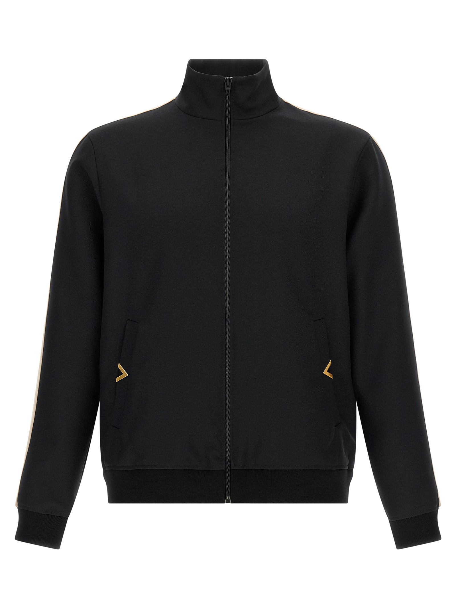 Turtleneck Zip Polyester Sweatshirt — Black
