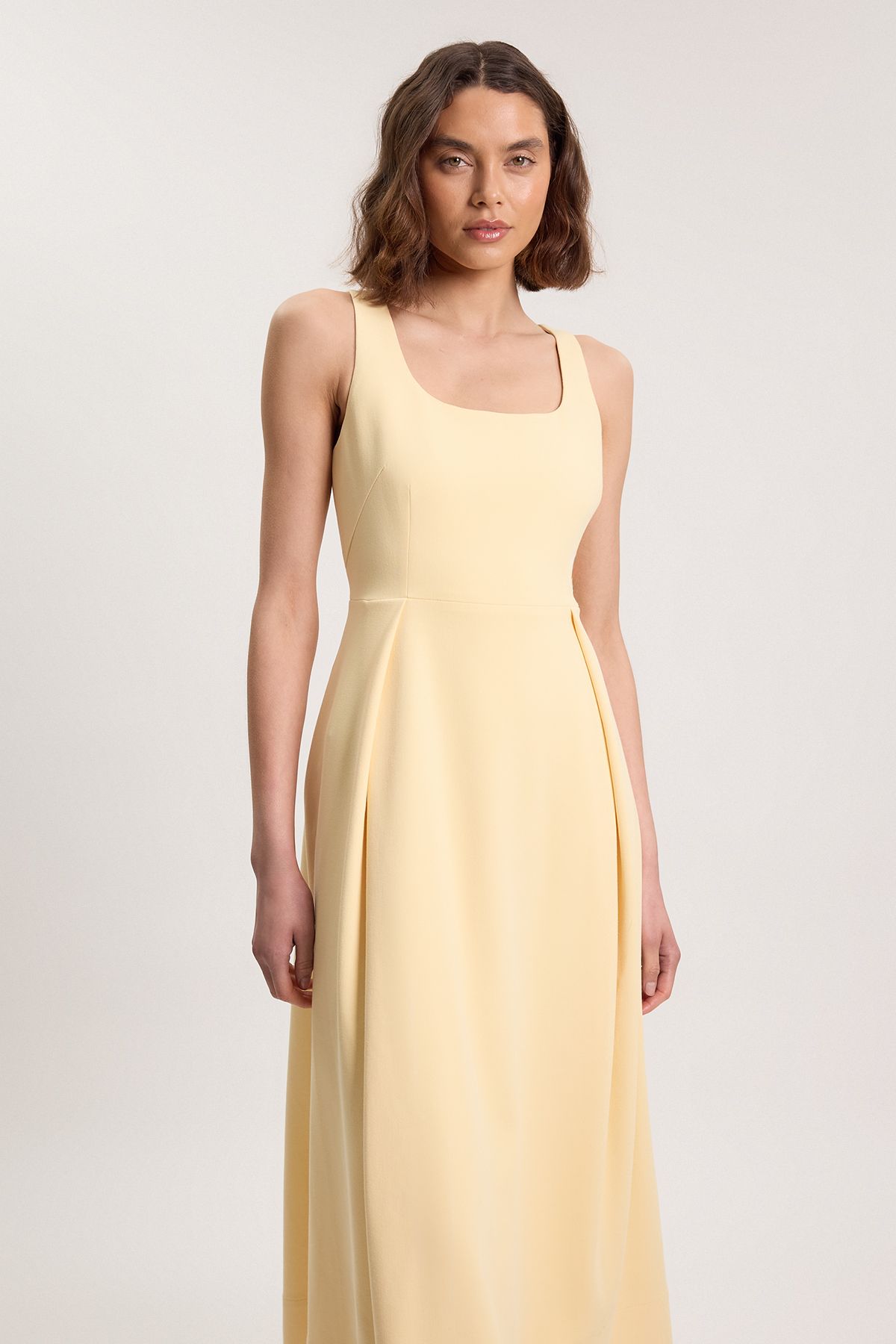 Karen Millen Womens Tailored Full Skirt Midi Dress - Yellow