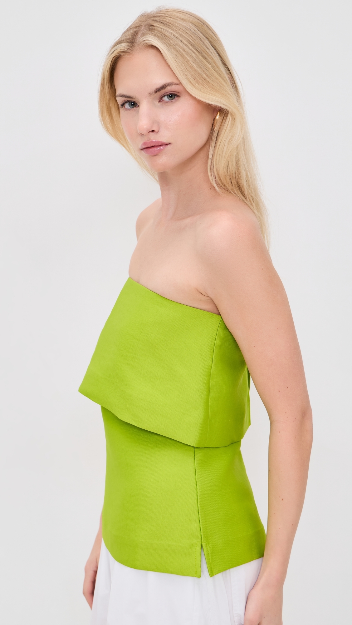Felix Satin Strapless Top Lime