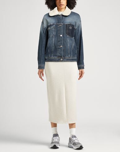 Woman Denim outerwear Blue Size 2 Cotton, Elastane, Polyester, Acrylic