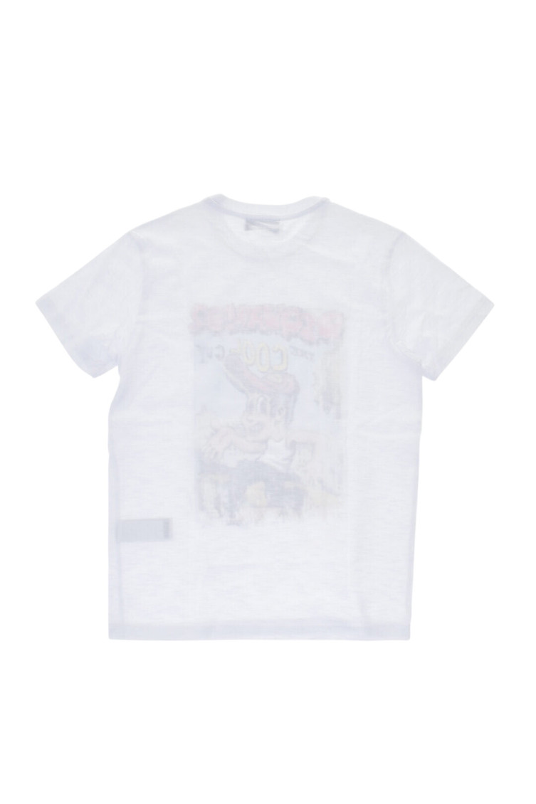 Boys White Printed T-Shirt