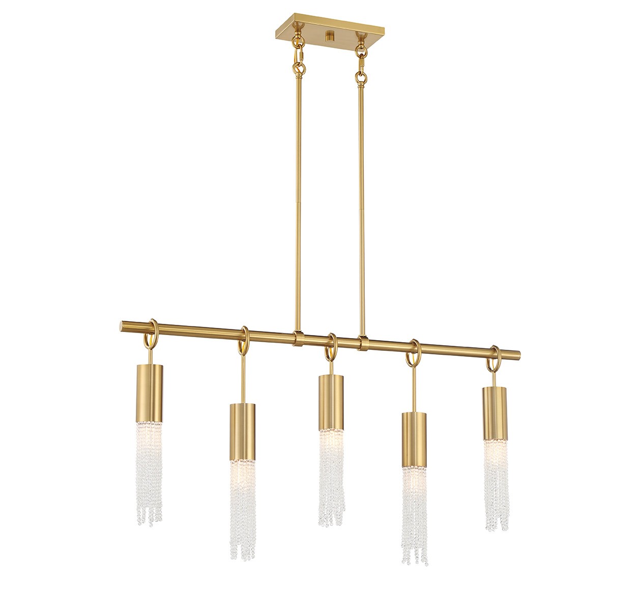 Warm Brass Five Light Linear Chandelier from the Chelsea Collection