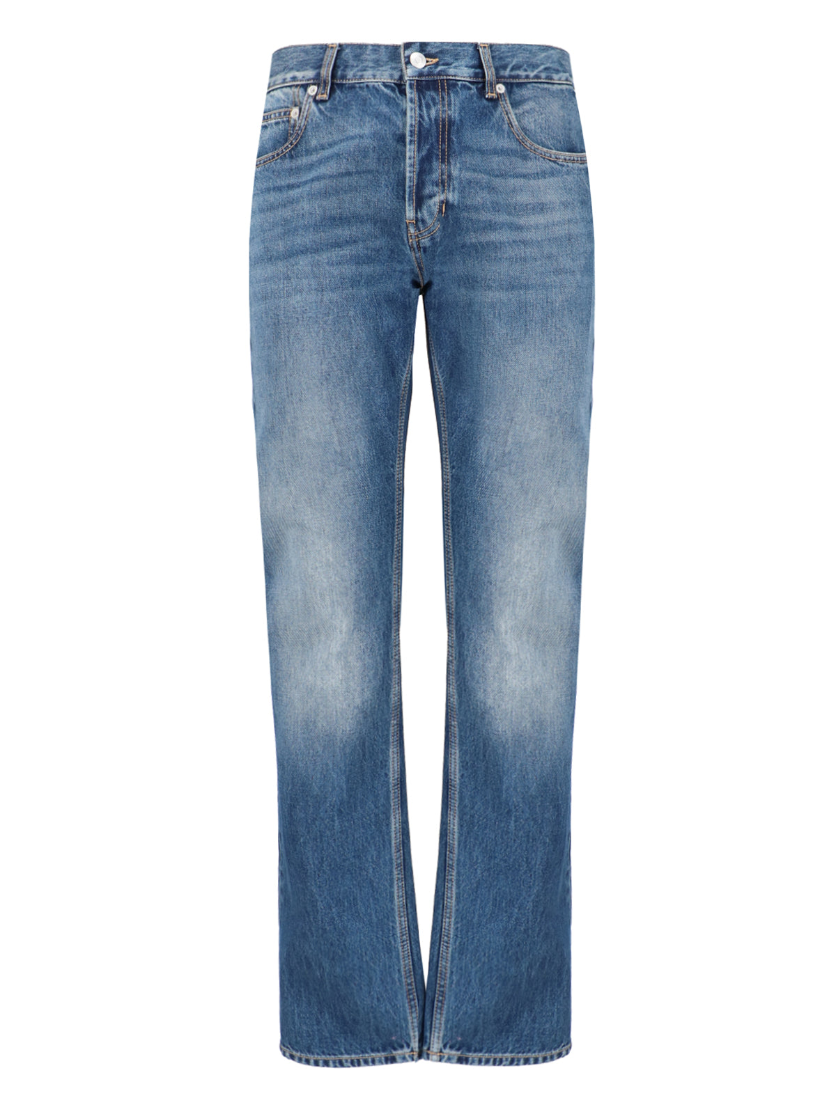 Men's Denim Jeans with Cow Leather Details