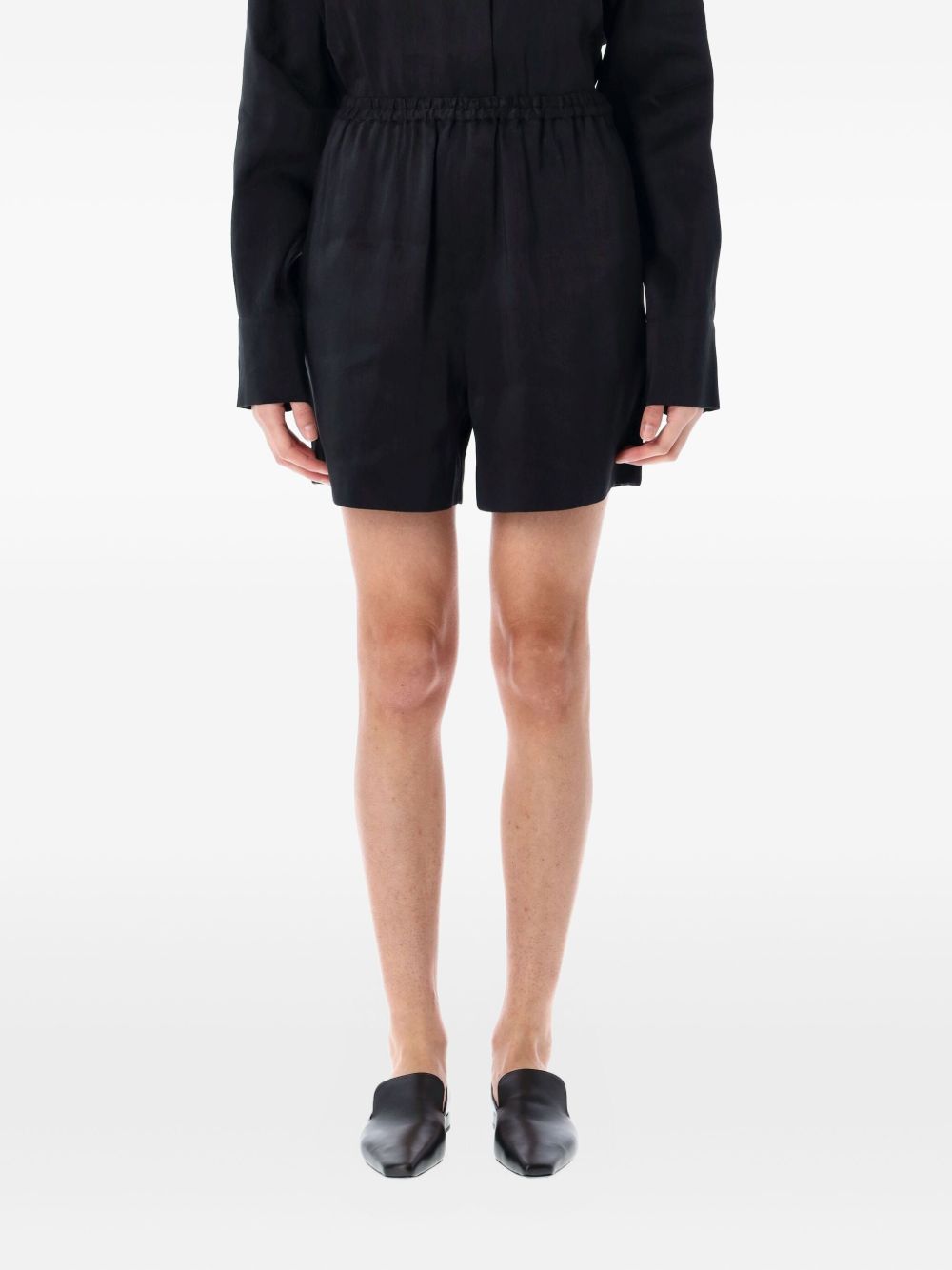 Adonia elasticated-waistband shorts - Black