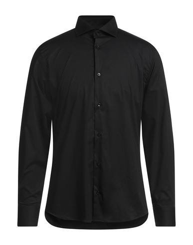 Man Shirt Black Size 16 Cotton, Elastane