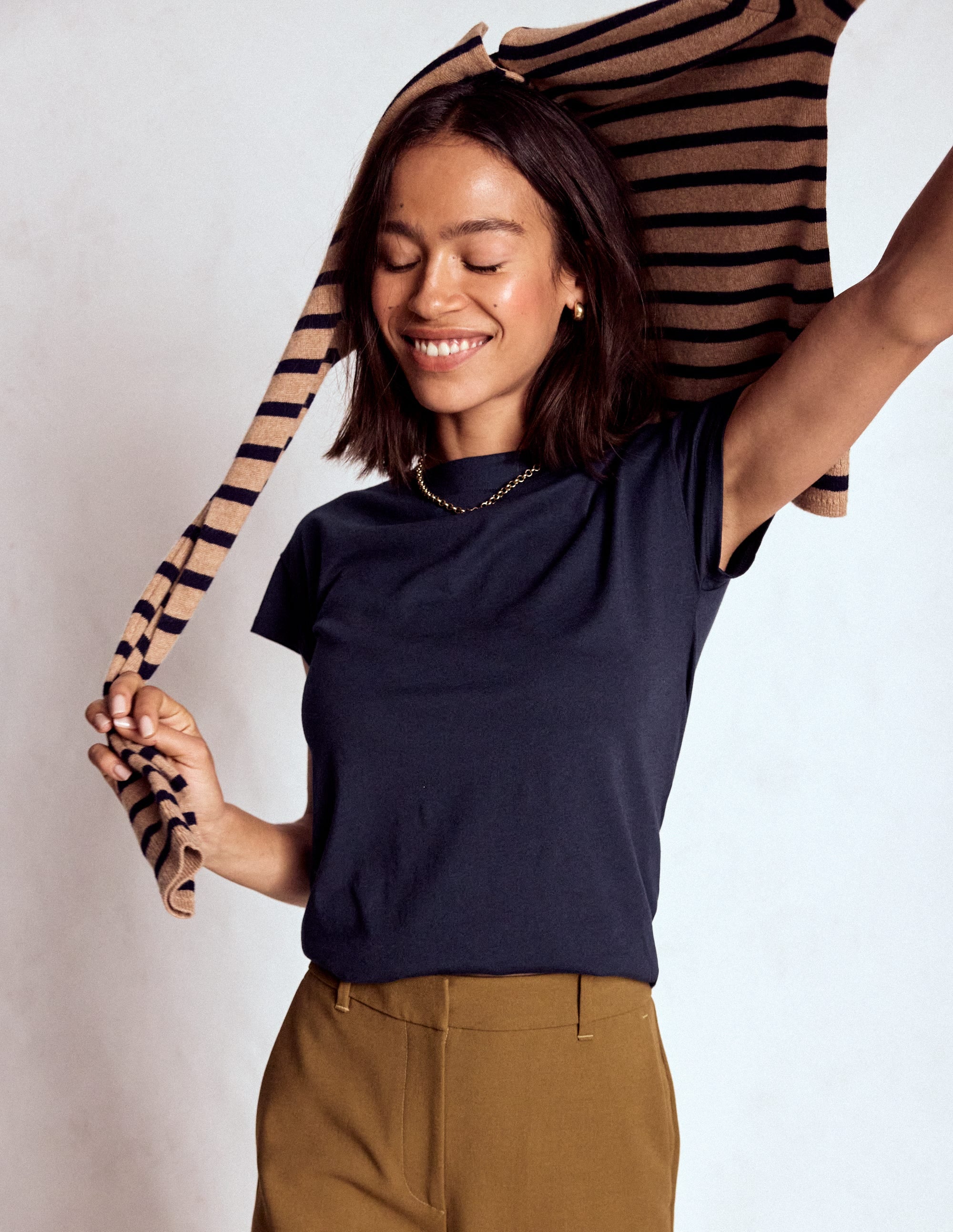 Supersoft Boat Neck T Shirt Navy Women