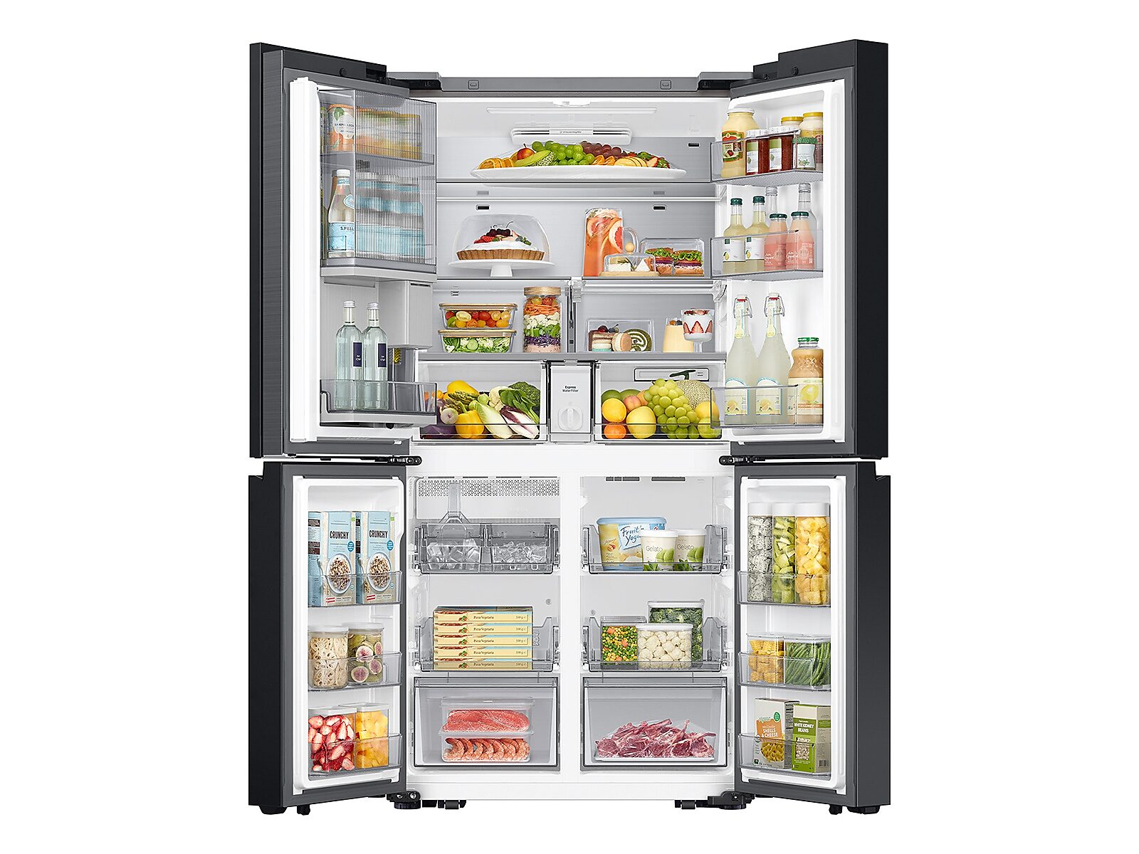 Bespoke 4-Door Flex™ Refrigerator (29 cu. ft.) with Beverage Zone™ and Auto Open Door in Stainless Steel(RF29DB9700QLAA)