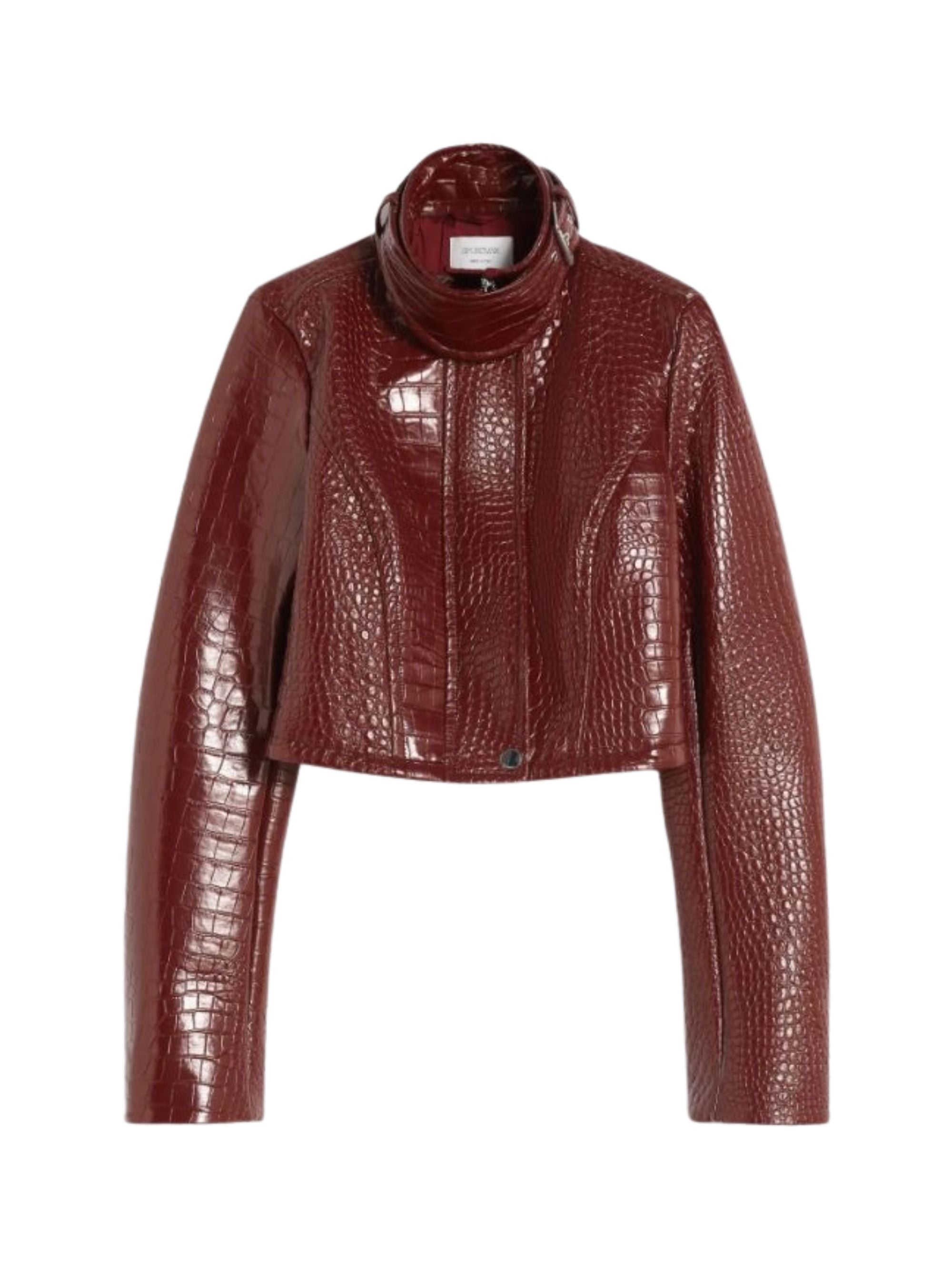 Alligator-Print Collar Jacket