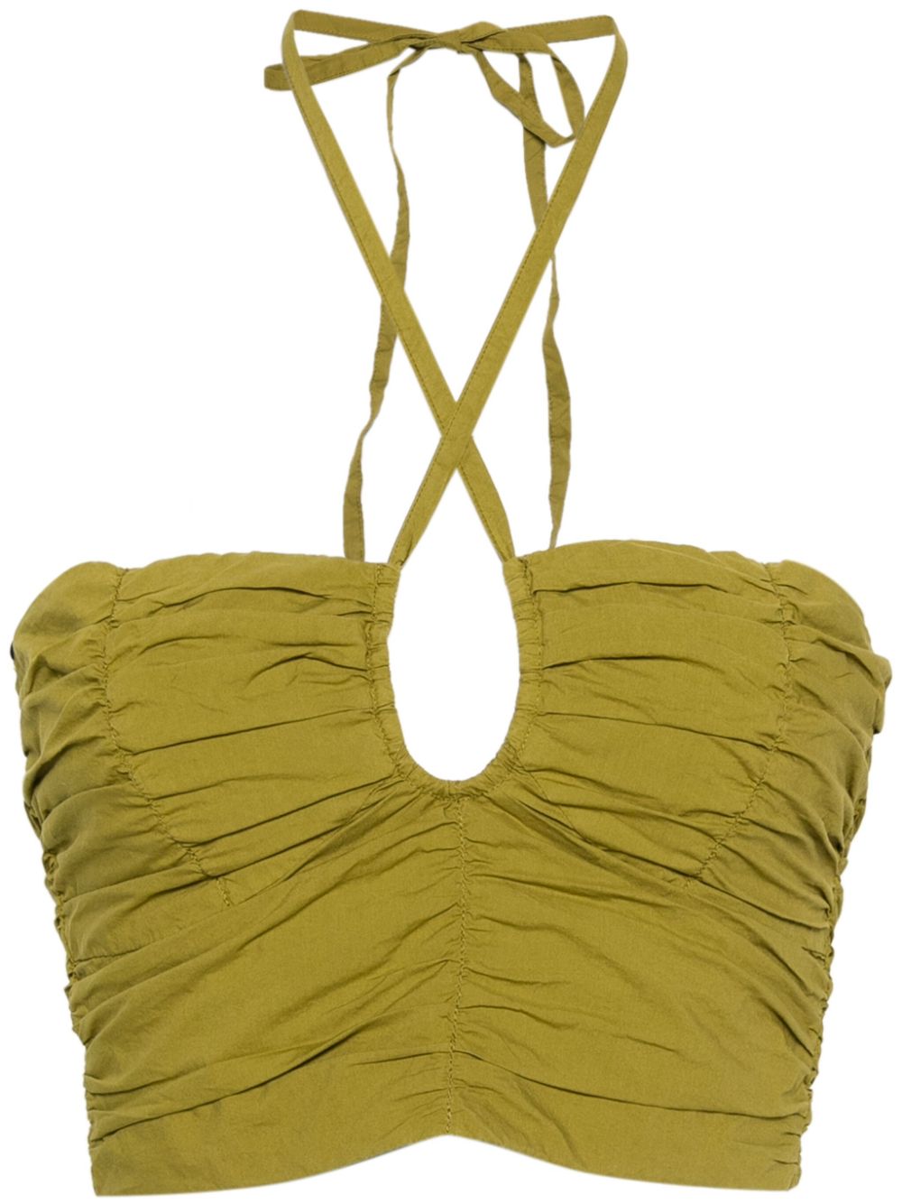 Ruffled halterneck top - Green