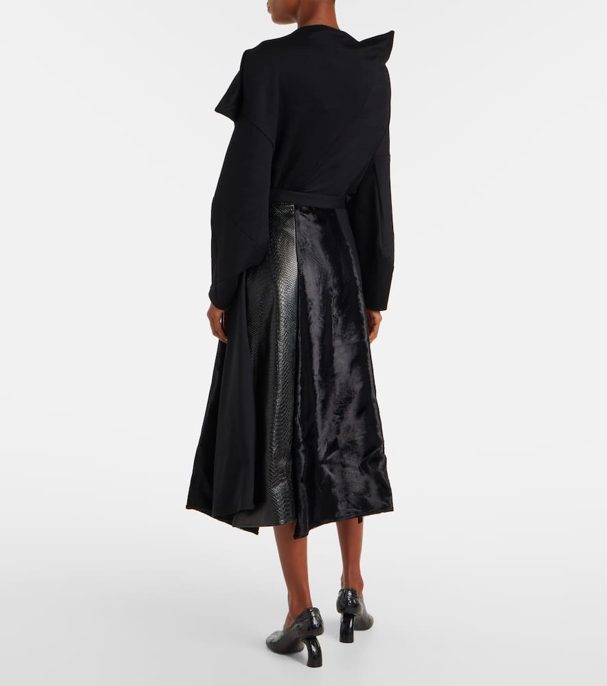 High-rise wool-blend maxi skirt