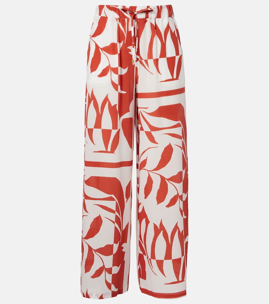 Voto printed silk wide-leg pants