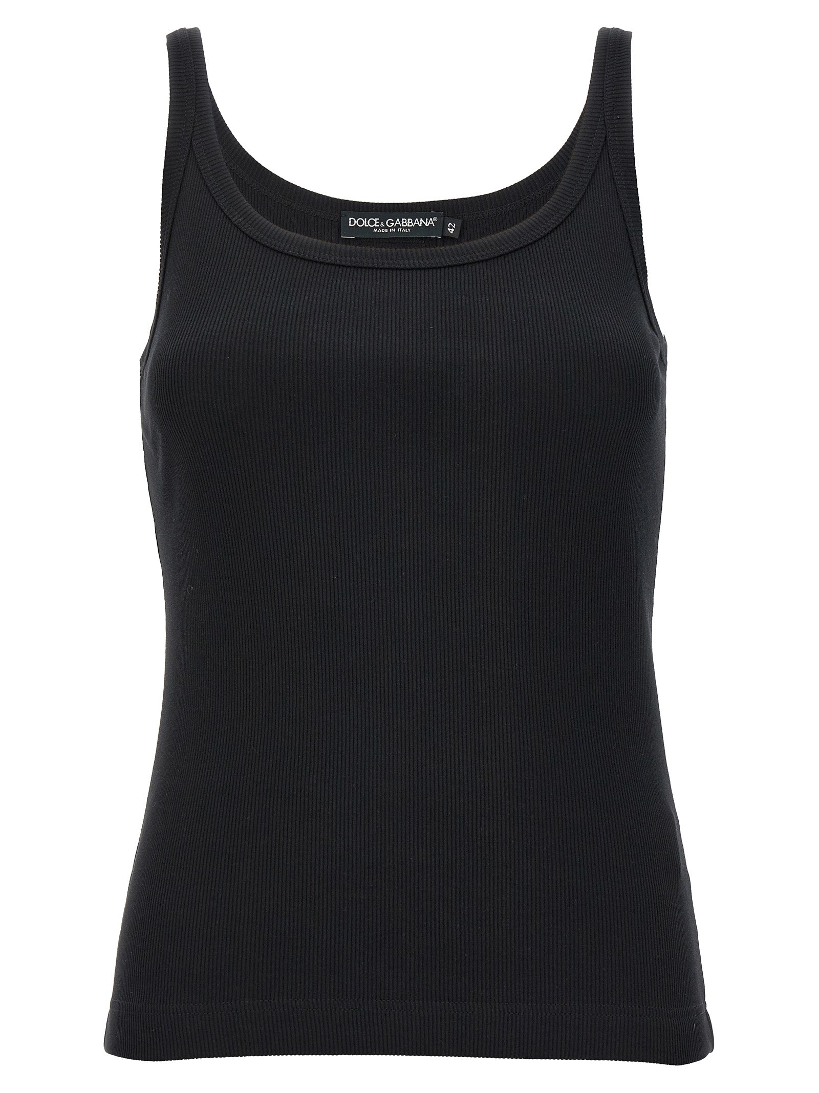 Ribbed Cotton Tank Top — Black