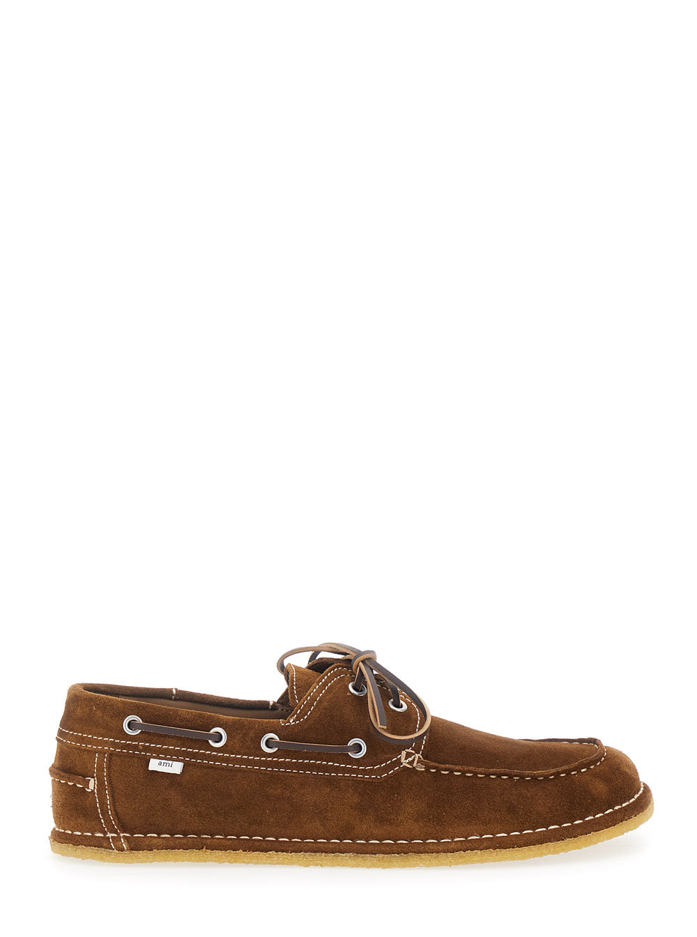 Suede Leather Boat Shoe — Brown
