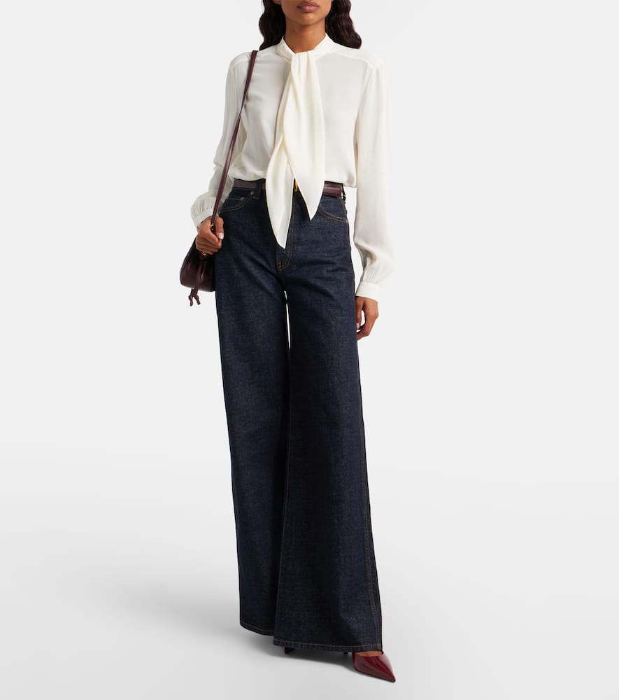Tie-neck georgette blouse