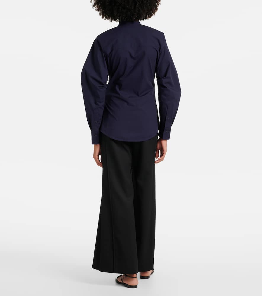 Gathered cotton-blend shirt