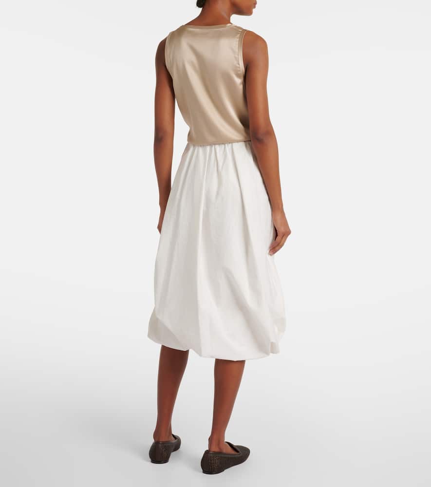 Cotton-blend midi skirt