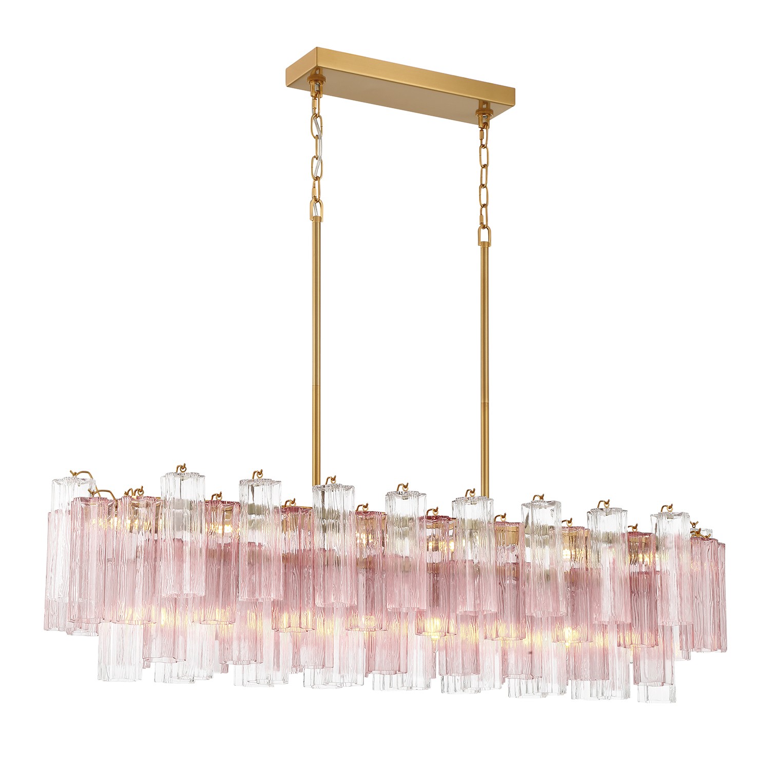 Aged Brass Linear Chandelier from the Addis Collection