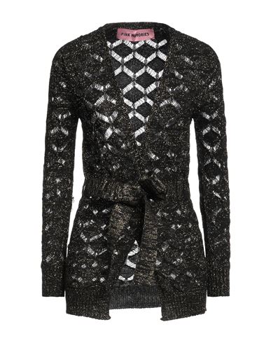 Pink Memories Woman Cardigan Black Size 6 Cotton, Acrylic, Metallic Polyester, Polyamide