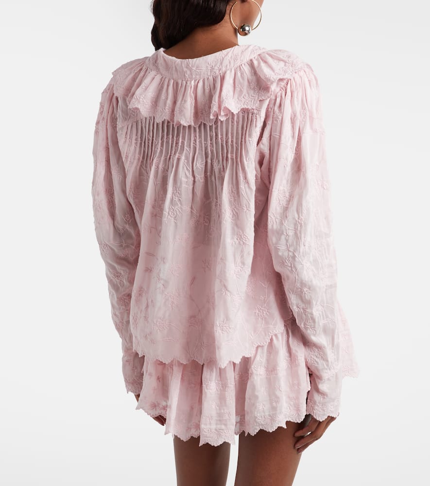 Zelly embroidered cotton and silk blouse
