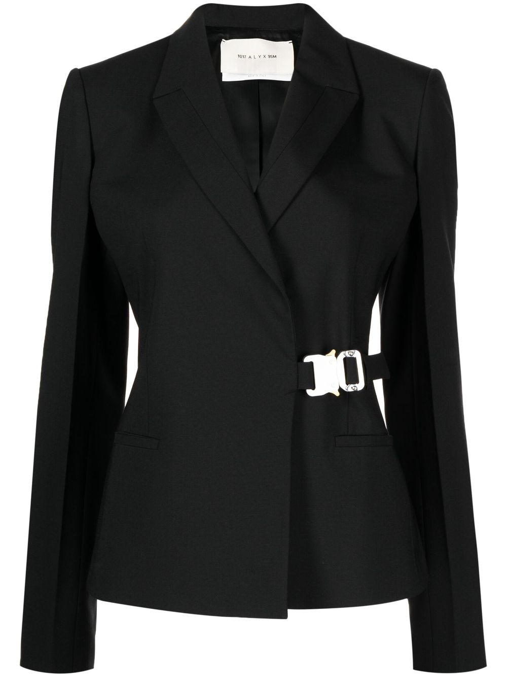 Buckle-fastening wrap blazer - Black