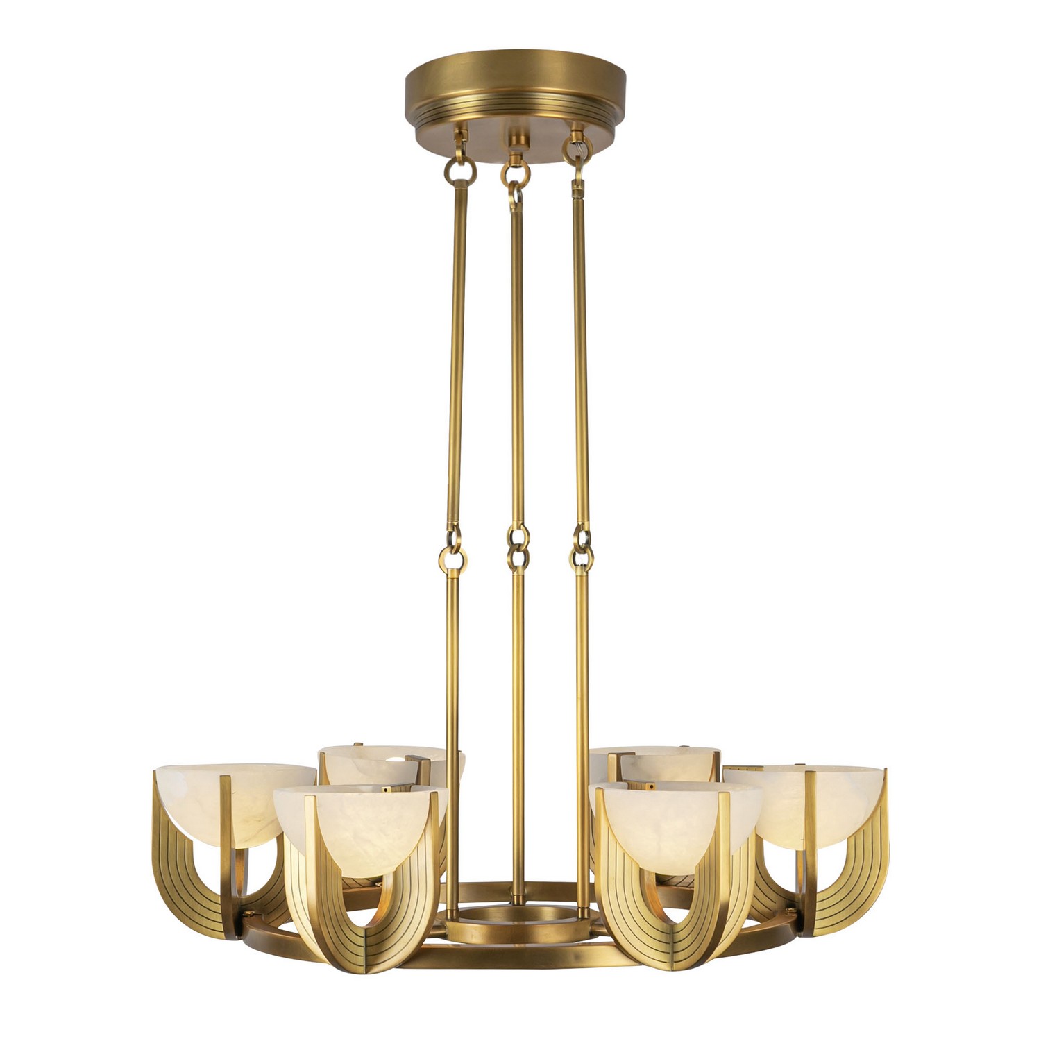 Vintage Brass Alabaster LED Chandelier from the Colette Collection