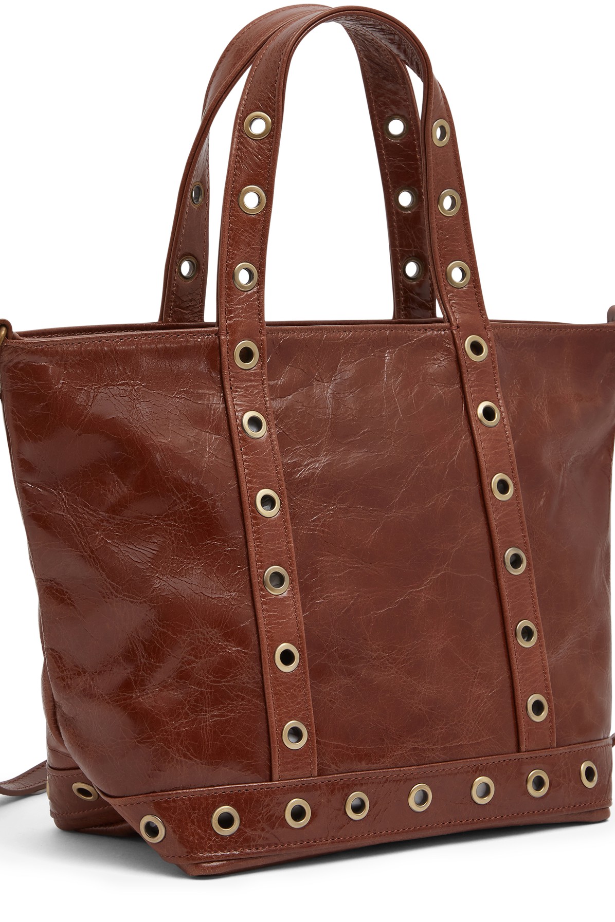 Small crinkled leather and eyelets Cabas tote
