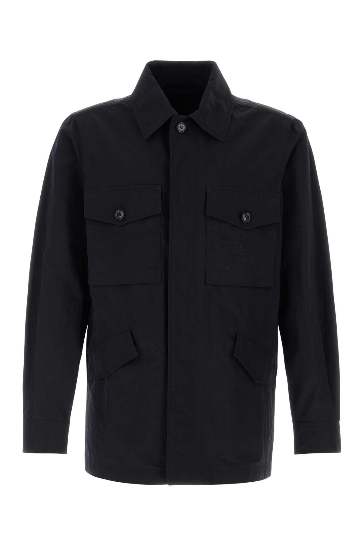 Nylon Overshirt with Chest Pockets Jacket — Navy
