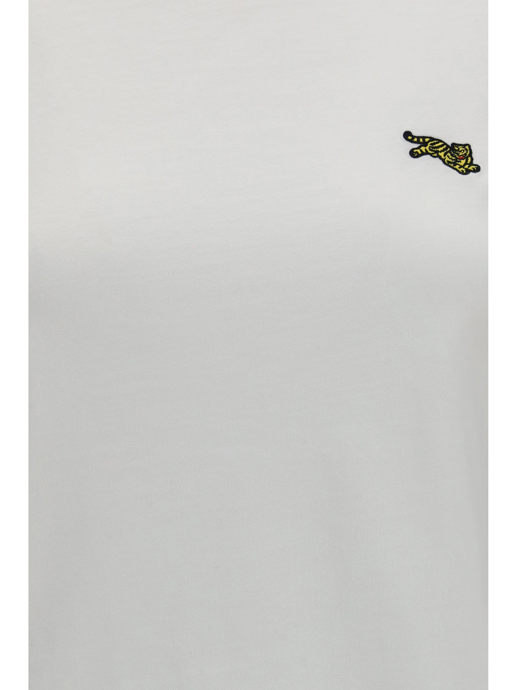 Jumping Tiger Embroidered T-Shirt — White